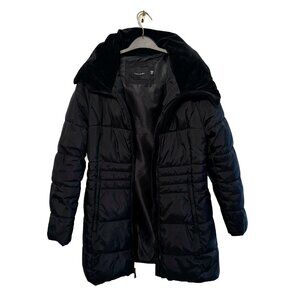 Tahari Black Quilted Hooded Puffer Coat Women’s Small (S/CH) Warm Classic